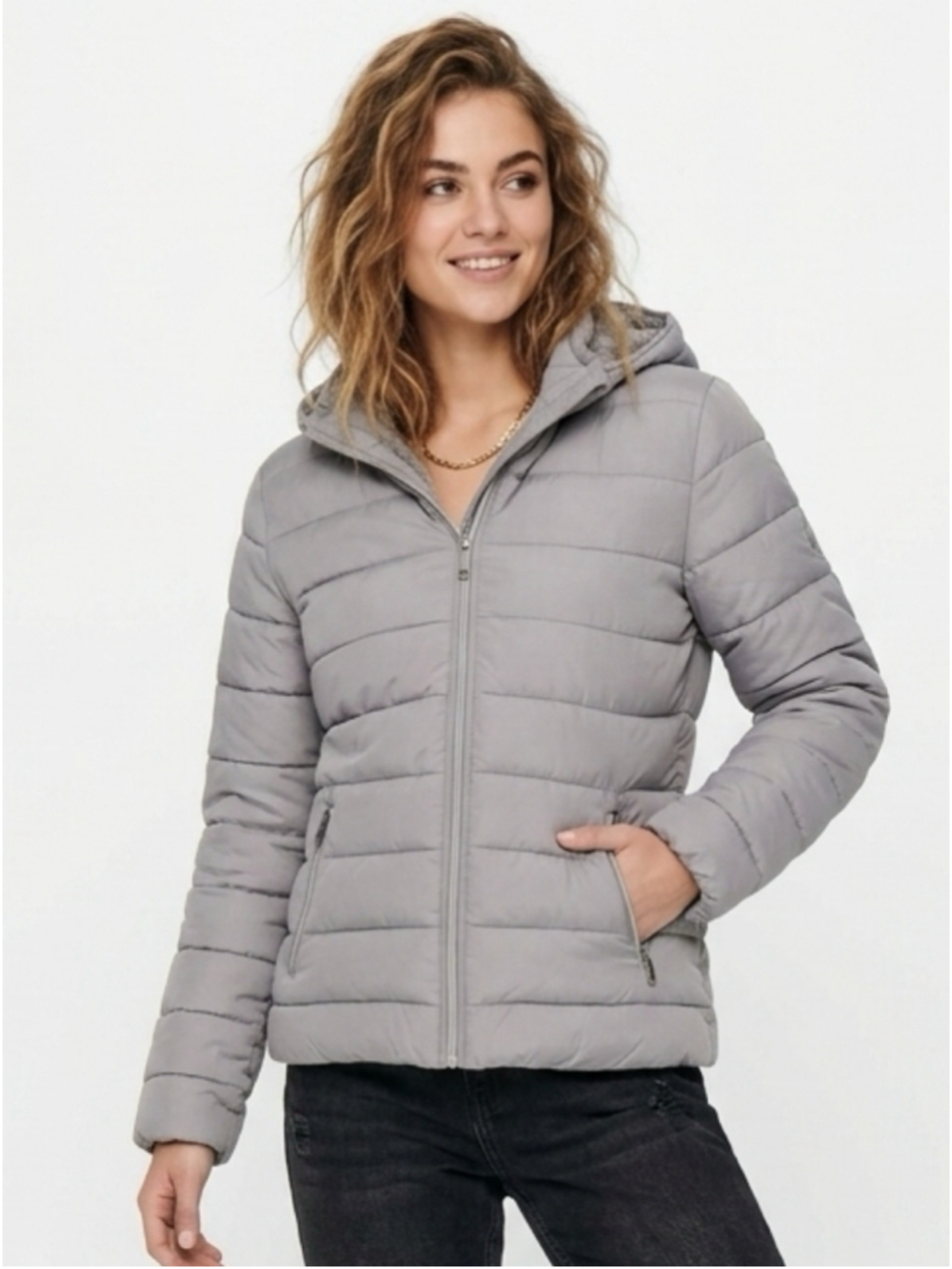 Hollister Co. Grey Sherpa-Lined Hooded Puffer Jacket - Size Large